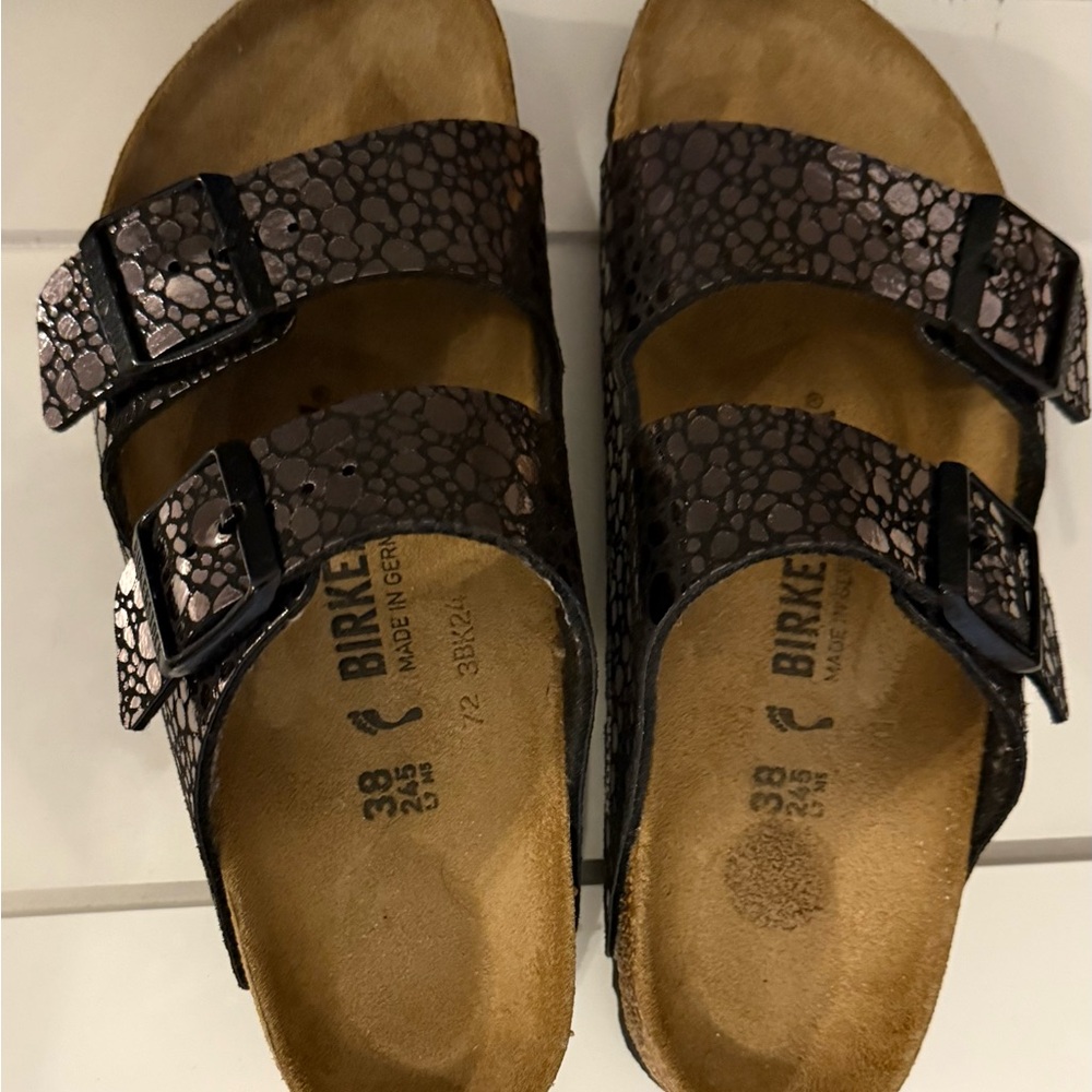 Birkenstock metallic silver/pewter sandals